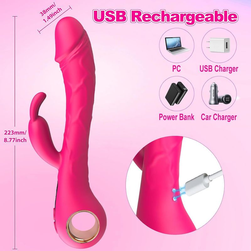 Gina Rabbit AV Vibrierender Penis Doppelkopf Vibrator Paar Flirten Weiblicher Masturbator Erwachsene Produkte_voghion.com