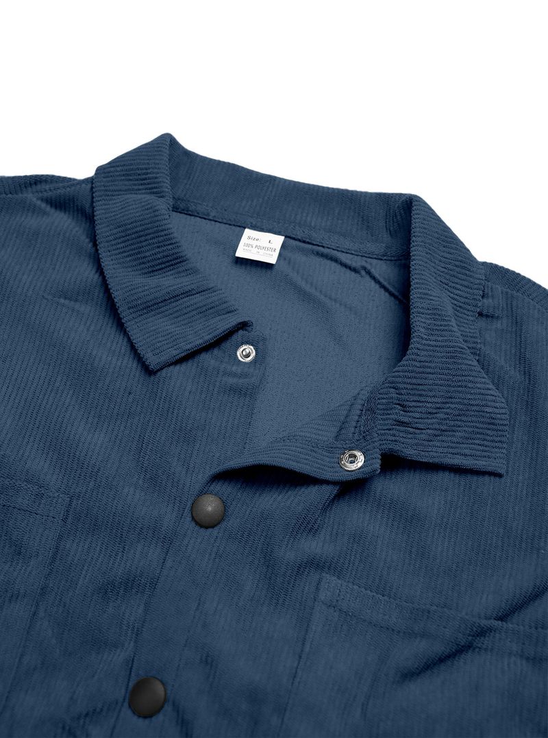 Lässige einfarbige Cord-Cardiganjacke mit Knöpfen, europäische und amerikanische Strickjacke_voghion.com