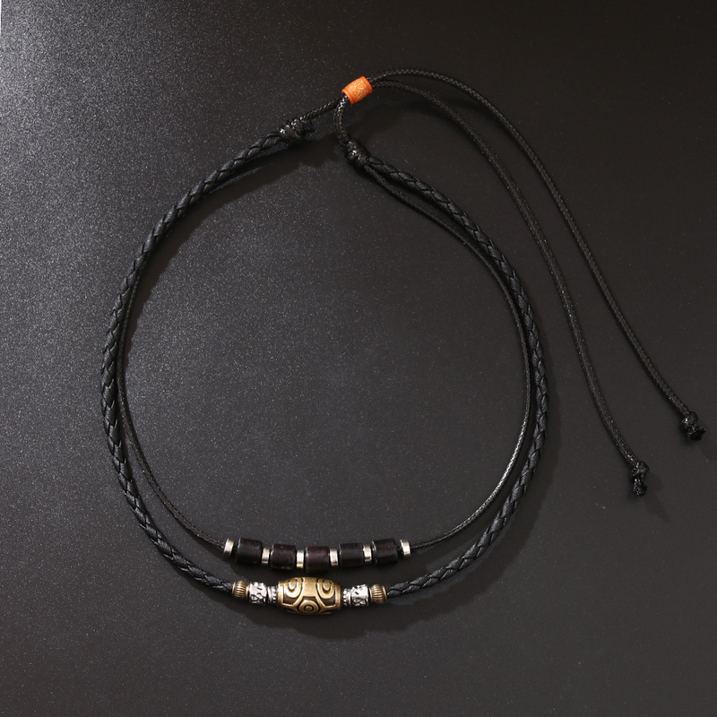 Collana blu tibetana Tianzhu personalizzata, in corda di cera intrecciata, ciondolo antico, catena per collare, moda punk, gioielli da uomo_voghion.com
