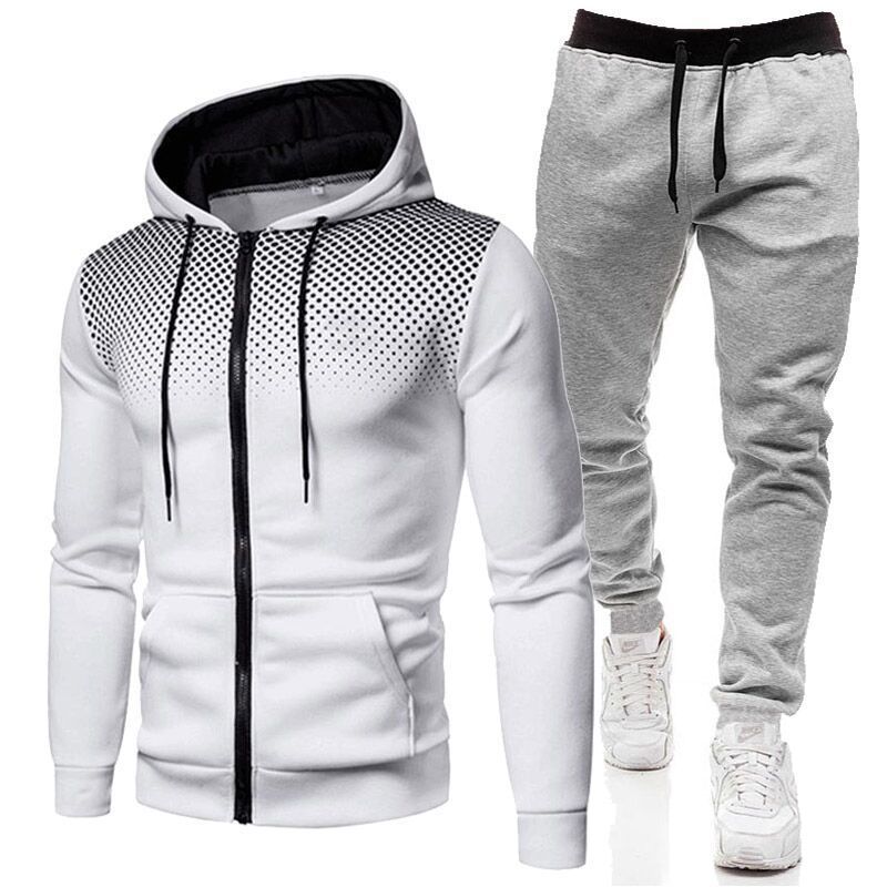 Men's Casual Wear Cardigan Hoodie Sports Suit Zipper Long Sleeve Set For Spring And Autumn_voghion.com