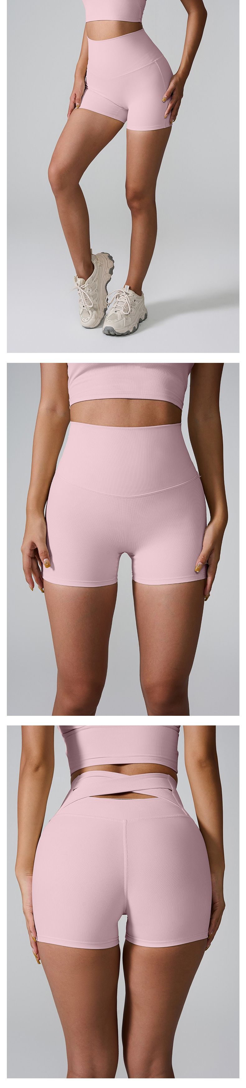 Women’s Clothing Three Point Sports Shorts Back High Waist Hip Peach Quick Drying Fitness Yoga Shorts For Women_voghion.com