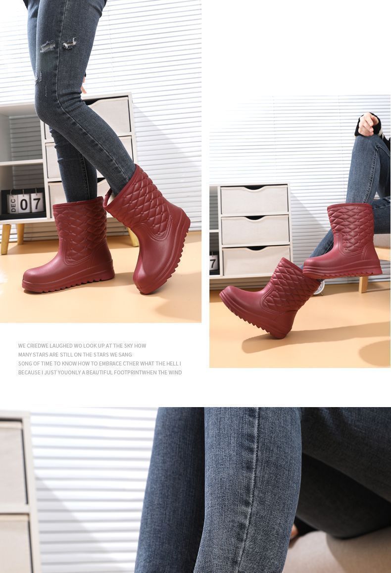 Stivali da pioggia caldi in EVA impermeabili e in pile da donna per bucato, lavaggio auto, scarpe igieniche da cucina, lavoro, antigelo,_voghion.com