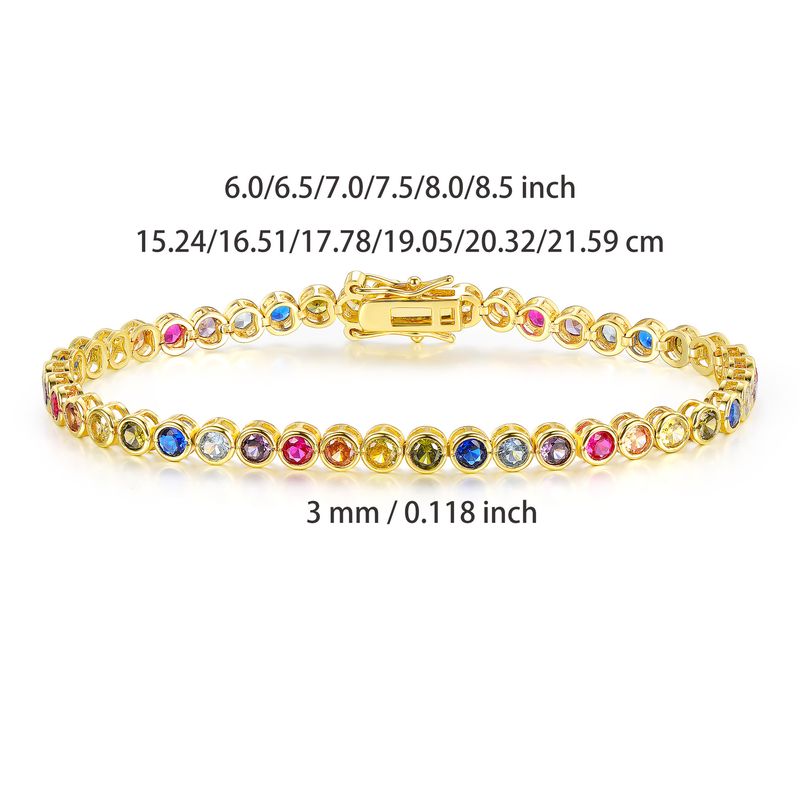 Bracciale tennis in oro e platino da 3 mm con zirconi intarsiati in rame colorato all'ingrosso_voghion.com