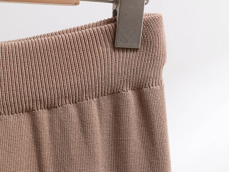 Abbigliamento da donna Autunno e inverno Maglione lavorato a maglia Completo polo Collo maglione largo Giacca vita alta Pantaloni gamba larga Completo due pezzi_voghion.com