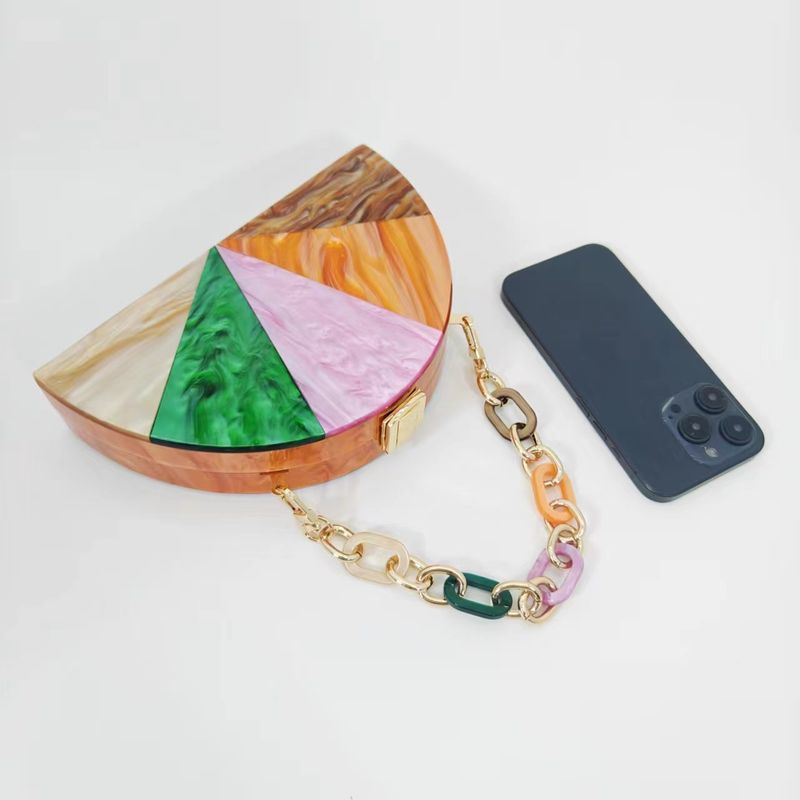 Borse da donna Borse a tracolla con cuciture a contrasto di colore, nuove, in acrilico semicircolare, alla moda, pochette per la cena di nozze_voghion.com