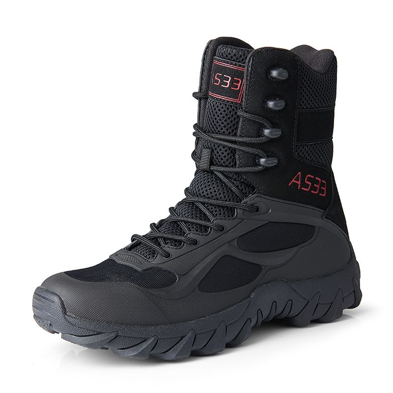 Large Breathable Tactical Boots For Outdoor Hiking, Wear-resistant Training, Combat Boots, High Top Desert Boots For Men_voghion.com