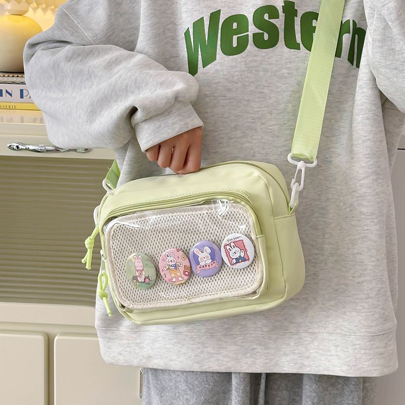 Borsa a tracolla piccola, versatile e casual, per donna, con tracolla trasparente e distintivo per dolore da ragazza_voghion.com