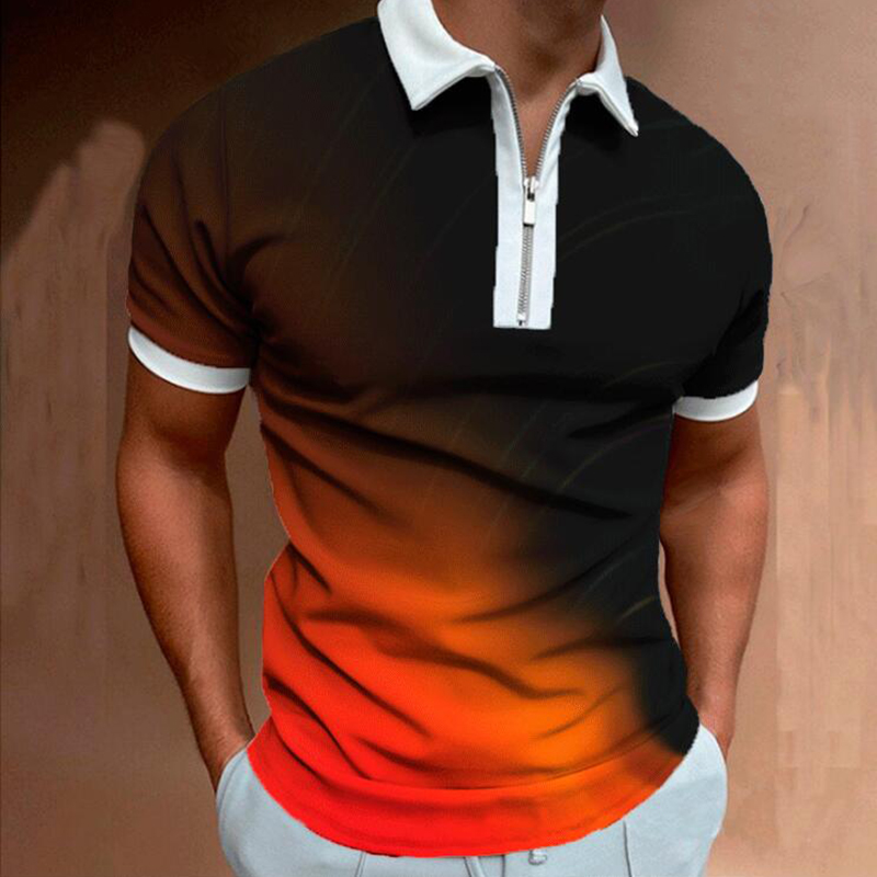 Herren Kurzarm-Poloshirt Mode Nähte lässig Revers Design Reißverschluss oben 2023 Sommer Harajuku Street Herrenbekleidung_voghion.com
