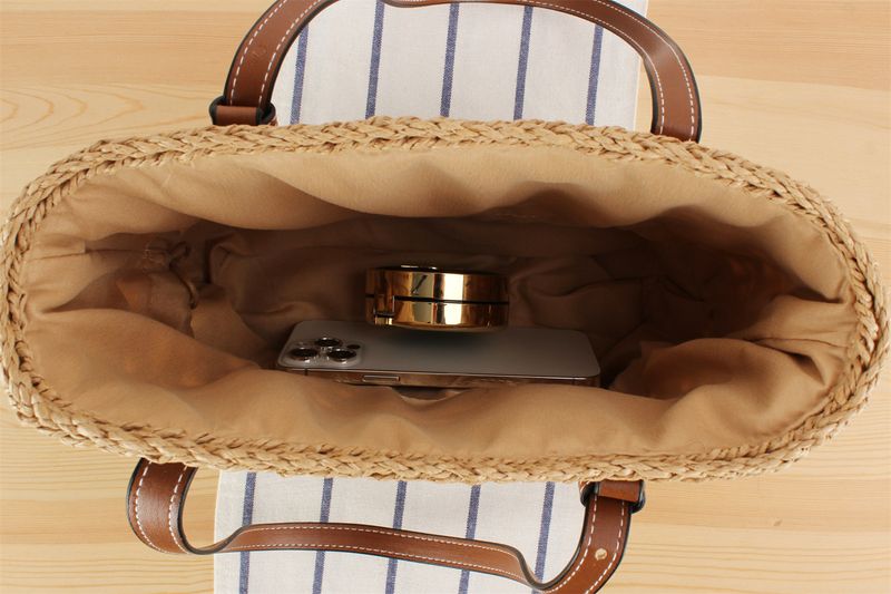 Borsa tote in rafia - Borsa da spiaggia in paglia intrecciata di grande capacità, elegante borsa a tracolla per donna, versatile borsa da vacanza_voghion.com