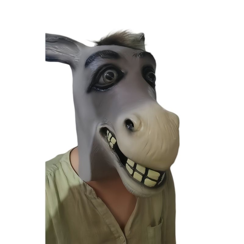 Party Masks Happy Donkey Head Cover Halloween Funny Costume Chatterbox Donkey Mask Big Mouth Donkey Head Cover Bar Dance Party Mask_voghion.com