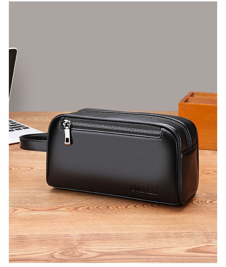 New Men's High Quality Large Capacity Business And Leisure Soft Leather Multi Pocket Handbag For Men_voghion.com