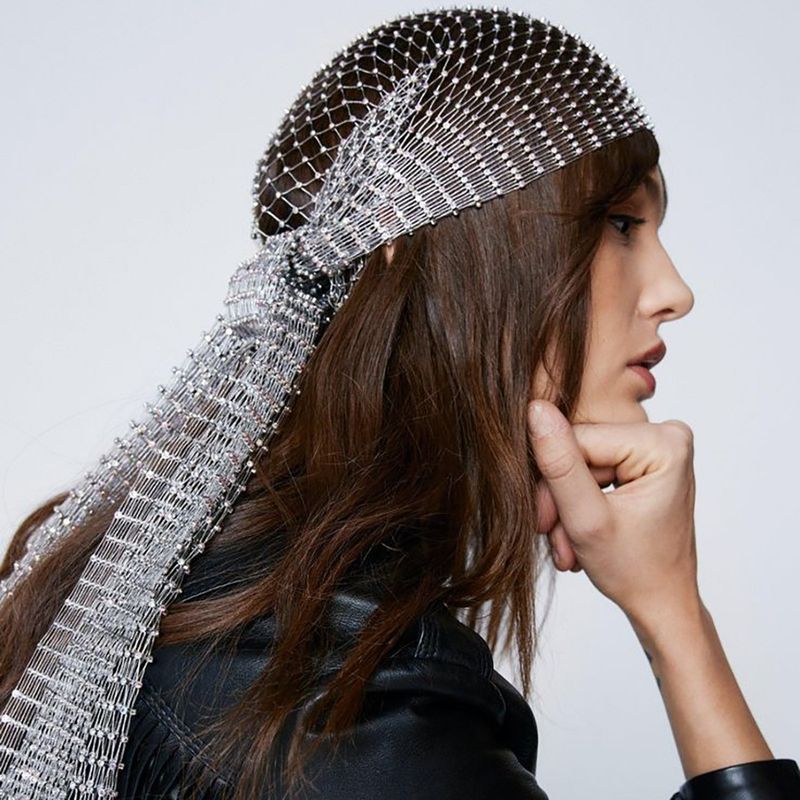Reine handgemachte Hut hohl Fischernetz Hut Flash Diamant Persönlichkeit Damen Schmuck Mode-Accessoires_voghion.com