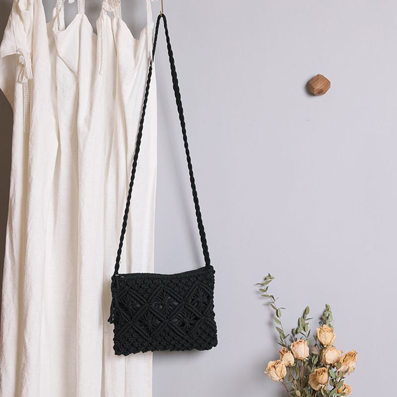 Borsa a tracolla da spiaggia in paglia estiva da donna, con motivo traforato, alla moda, con nappa, stile designer, da viaggio, bolsa feminina_voghion.com