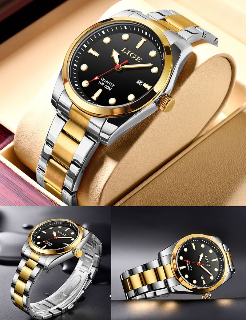 Schlanke Herrenuhr aus Edelstahl mit Datumsanzeige, wasserdichtem Quarzwerk, minimalistischem Design für den Alltag_voghion.com