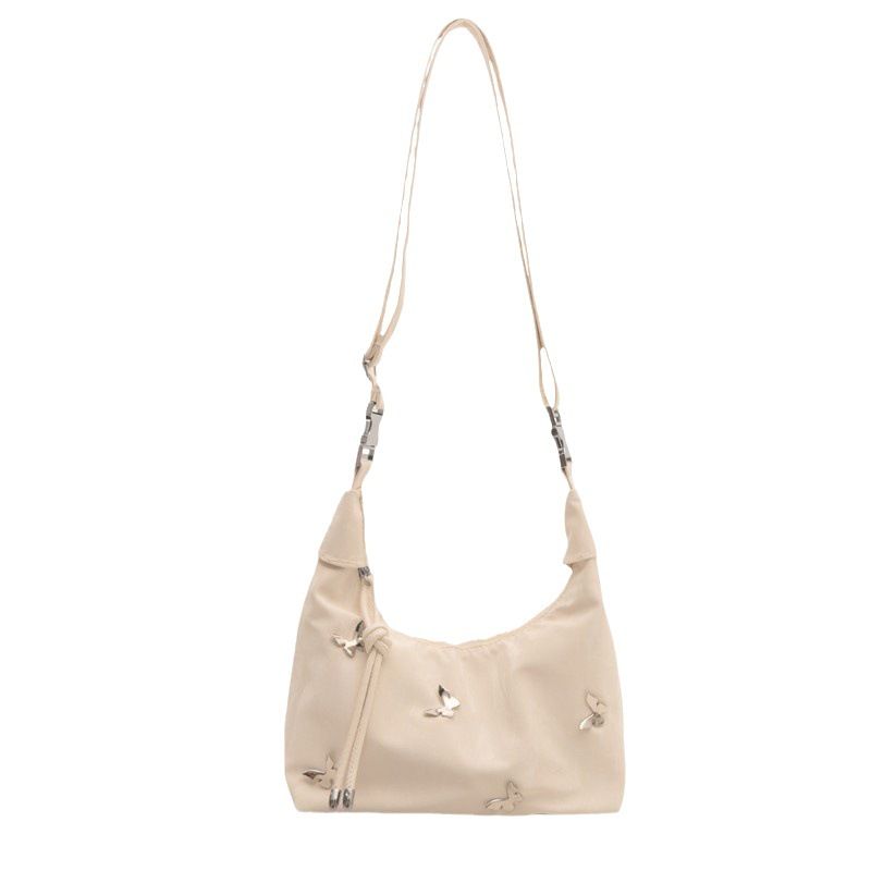 Borsa a tracolla a farfalla metallizzata alla moda in stile Ins, morbida in PU, modello Crescent 2024, da donna, estate_voghion.com