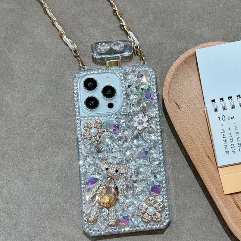 Luxus Glitzer Niedliche Kleine Bär Hülle für iPhone 16 E 15 ProMax 14 Plus 13 MINI 12 11 X XR XS Max 7 8 Halbverpackte Hülle_voghion.com
