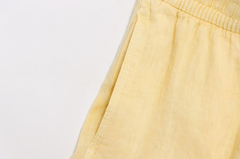 Abbigliamento estivo da donna, nuovo stile, camicia a maniche lunghe in lino con scollo a V e pantaloncini a vita media_voghion.com