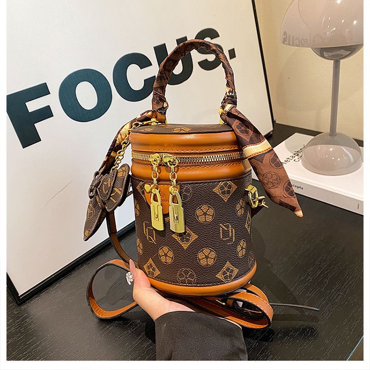 Borsa a secchiello stampata per donna 2024 borsa alla moda borsa a tracolla cilindrica versatile tendenza_voghion.com