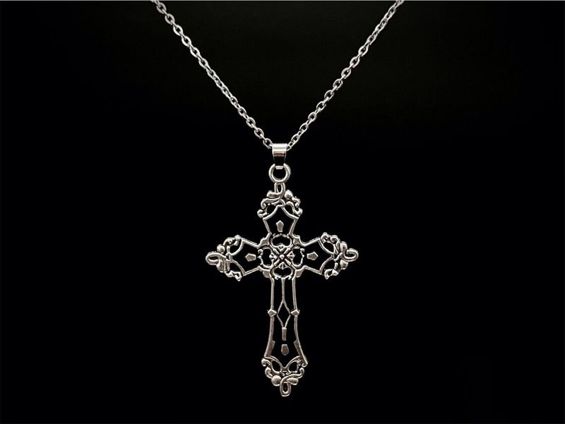 Halsketten heißer verkauf rote rose silber kreuz halskette, gothic geschenk_voghion.com