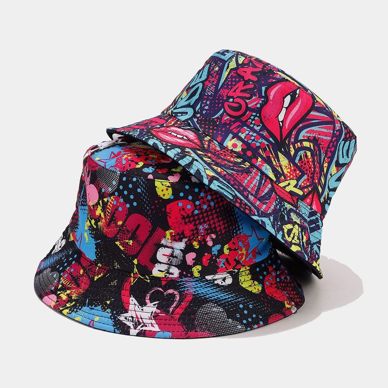 Nuevo gorro de pescador de doble cara con letras de grafiti para mujer, moderno y plegable para hombre._voghion.com