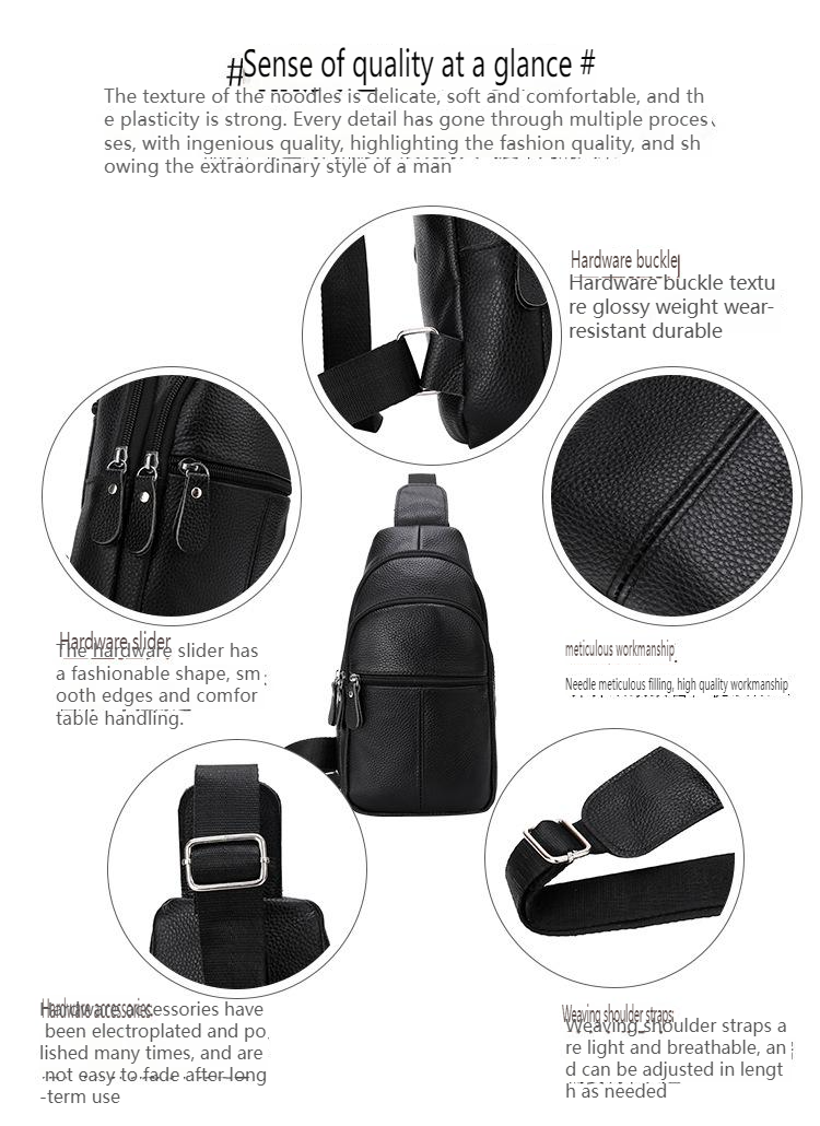 Men's Bag Men's Simple Breast Bag Men's Large-capacity First-layer Cowhide Casual Mobile Phone Bag Business Commuter Shoulder Messenger Bag_voghion.com