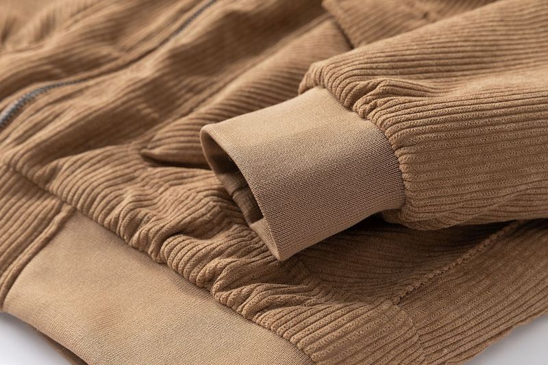 Herren-Arbeitsjacke aus Cord – Vintage-Passform im Relaxed Fit mit gestepptem Futter, winddichter Mantel mit Reißverschluss für den Winter (Schwarz/Anthrazit/Karamell, 100 % Polyester)_voghion.com