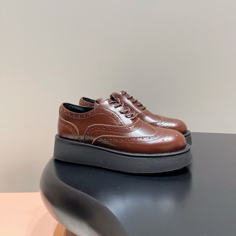 High Quality Guangzhou Releases 2024 Spring/Summer New MIU Lace Up Thick Soled Loafers, Flat Bottomed Leather Punched_voghion.com