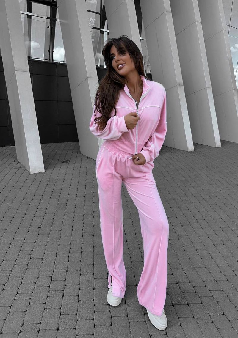 Lässiges Damen-Set mit langärmligem Kapuzenpullover und gestreifter Jogginghose – Streetwear-Outfit für Herbst und Winter (Schwarz/Hellrosa/Weiß/Pink)_voghion.com