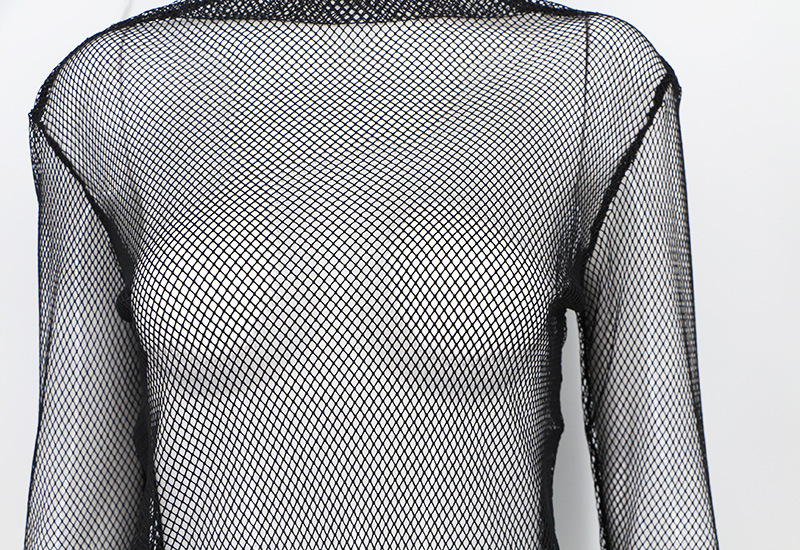 Camicia a rete sottile con prospettiva sexy da donna, garza super elasticizzata_voghion.com