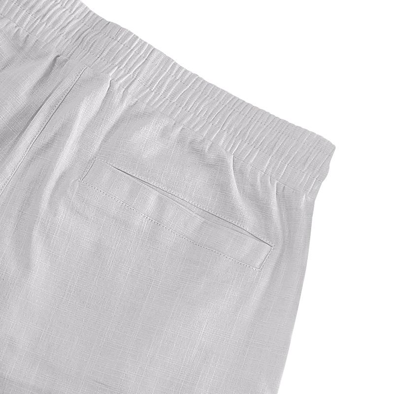 Pantalones cortos casuales de playa de lino con nudo de bambú para hombre de American Amikaji Outdoor Tactical Workwear de verano_voghion.com