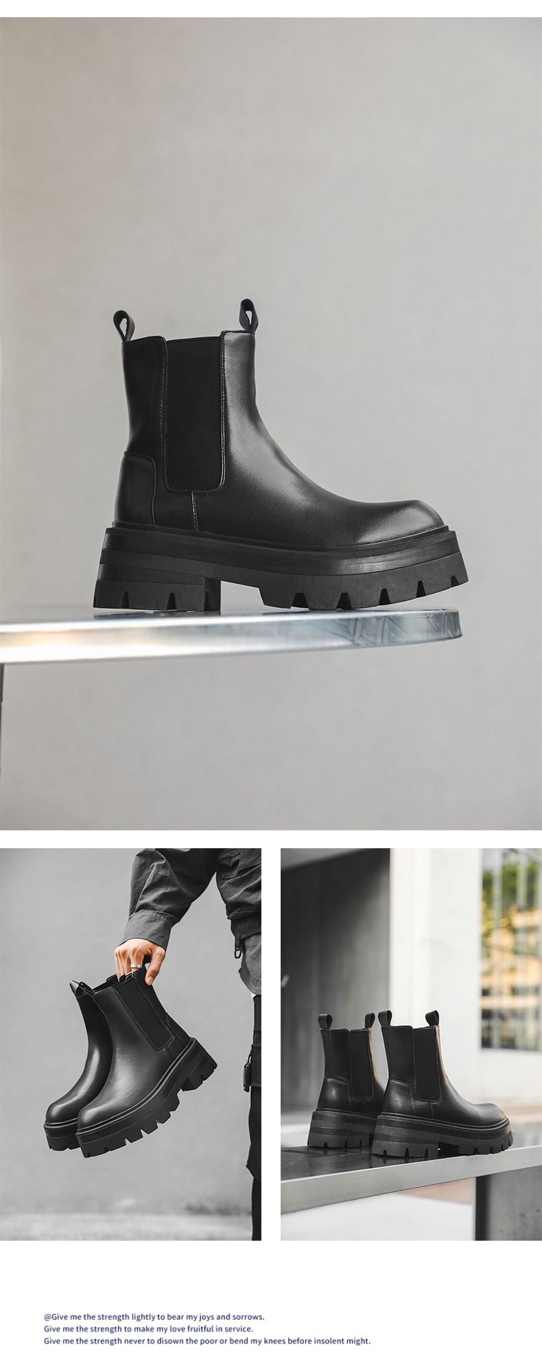 Chelsea Boots Herren Dickbesohlte Innenerhöhung Retro Tooling Lässige Martin Boots Herrenstiefel Derby Boots_voghion.com