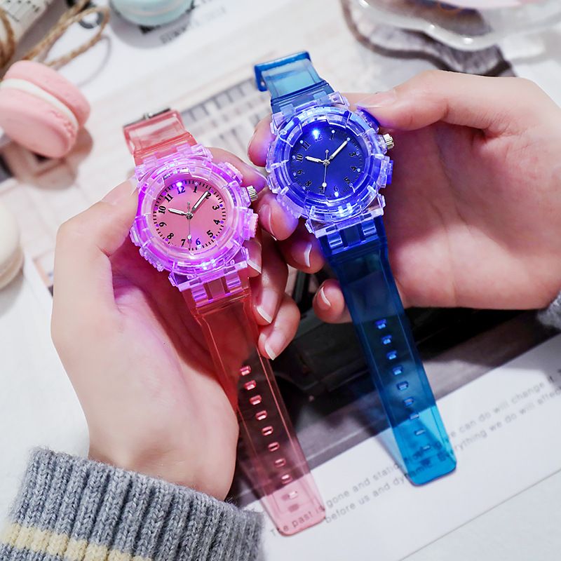 Mode Nieuwe lichtgevende kinderhorloge met transparant kristal voor basisschool- en middelbare schoolstudenten Quartz horloge_voghion.com
