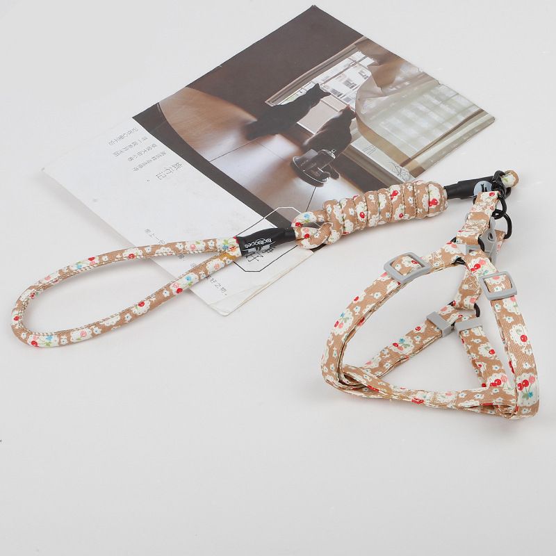 Arnés para perros pequeños y medianos con correa de pecho floral de estilo japonés, suministros para mascotas Hele_voghion.com