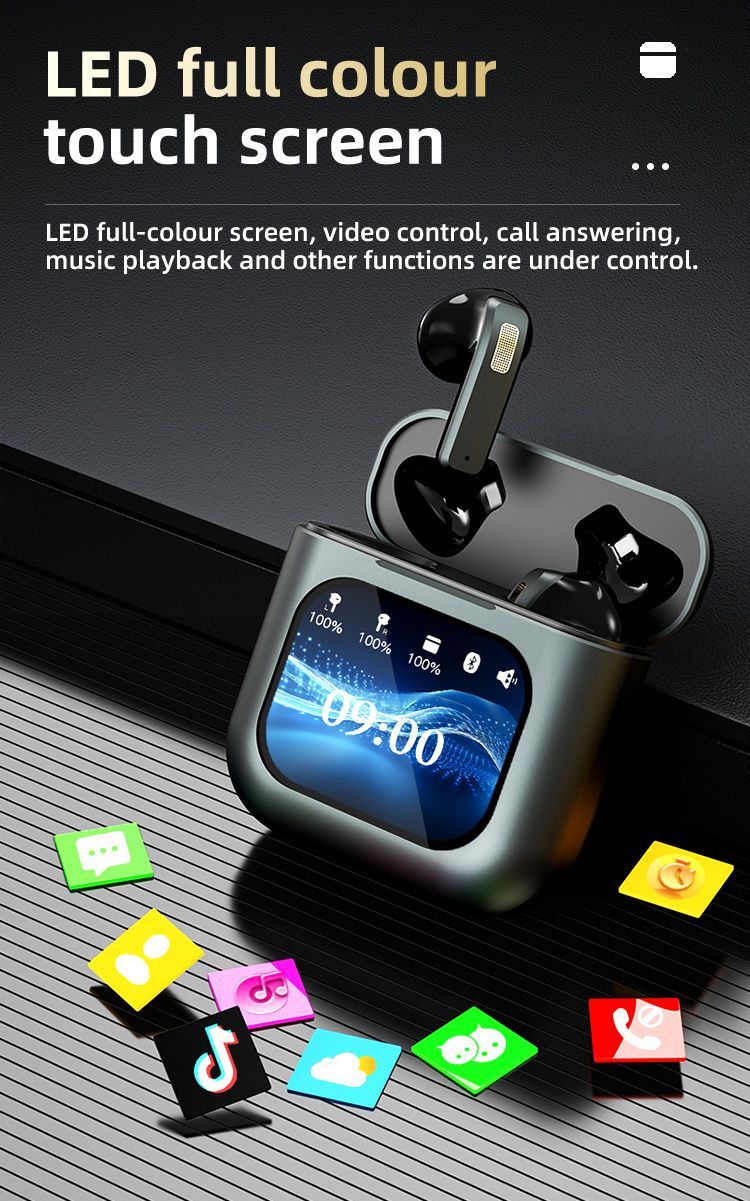 Music Festival K1 Smart Bluetooth-Ohrhörer, kabellos, EMC-Anrufgeräuschunterdrückungsfunktion, LCD-Ohrhörer für Apple-Kopfhörer_voghion.com