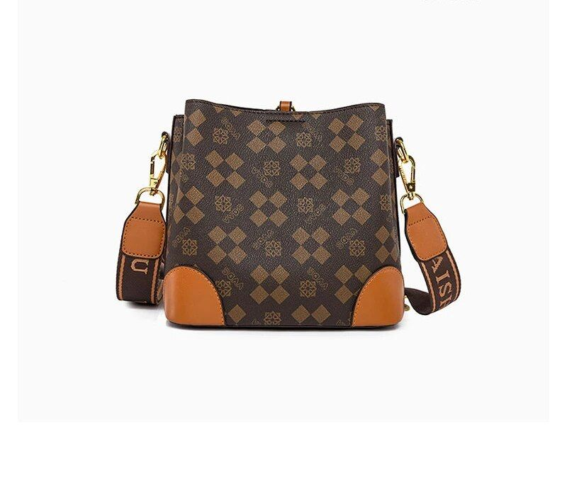 Ellovado Borsa a tracolla in morbida pelle di grande capacità per le donne Borse a tracolla con motivo monogramma Plaid Sac di alta qualità A491_voghion.com