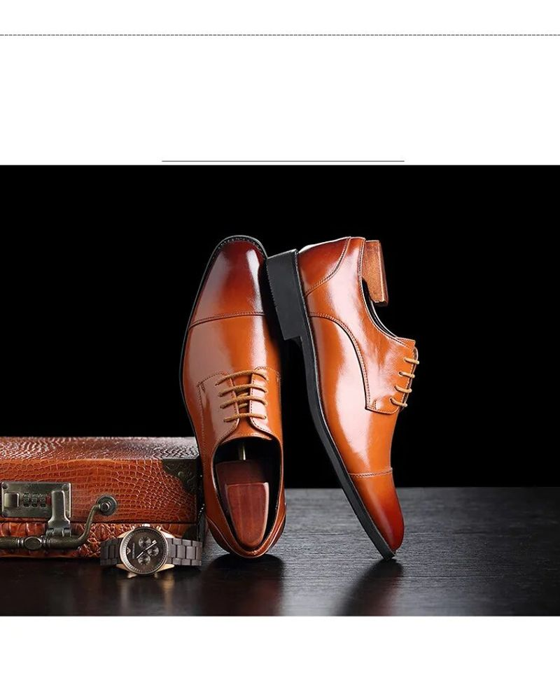 Herren Klassische Retro Derby Schuhe Herren Business Kleid Büro Lederschuh Flats Männer Mode Hochzeit Party Oxfords EU Größe_voghion.com