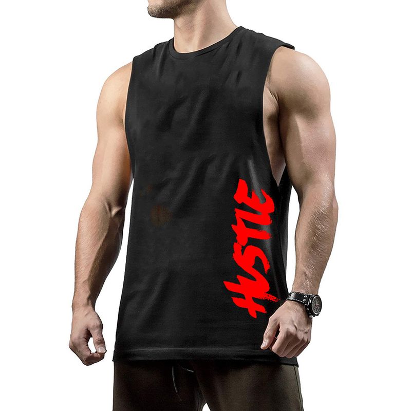 Gilet en coton imprimé HUSTt, confortable et tendance, idéal pour l'entraînement sportif et décontracté, style Muscle Brothers, 2019_voghion.com