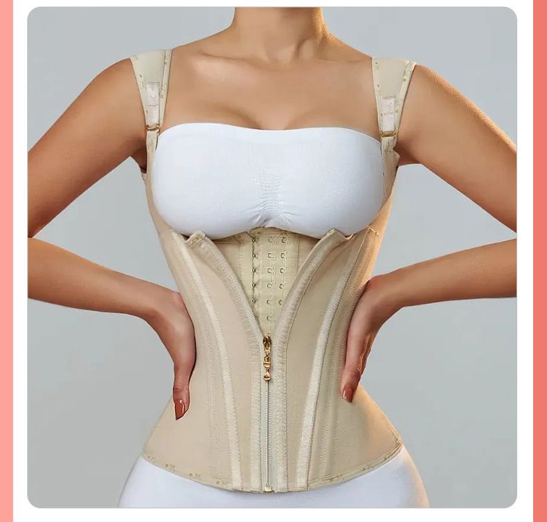 Damen-Dessous, Latex-Taillengürtel, 15 Knochenkorrektur, Weste, Bauch-Taillengürtel, Reißverschluss, Knopf, Körperformung, Top-Spot_voghion.com