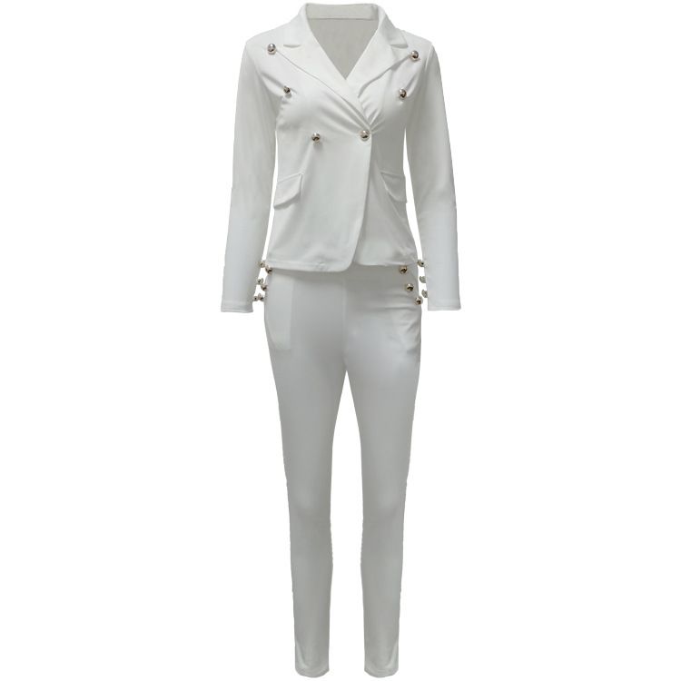 2022 Herfst Winter Nieuwe Mode Casual Pak Buitenkleding Kleine Blazer Dubbelrijs Lange Mouw Tweedelige Set Voor Vrouwen_voghion.com