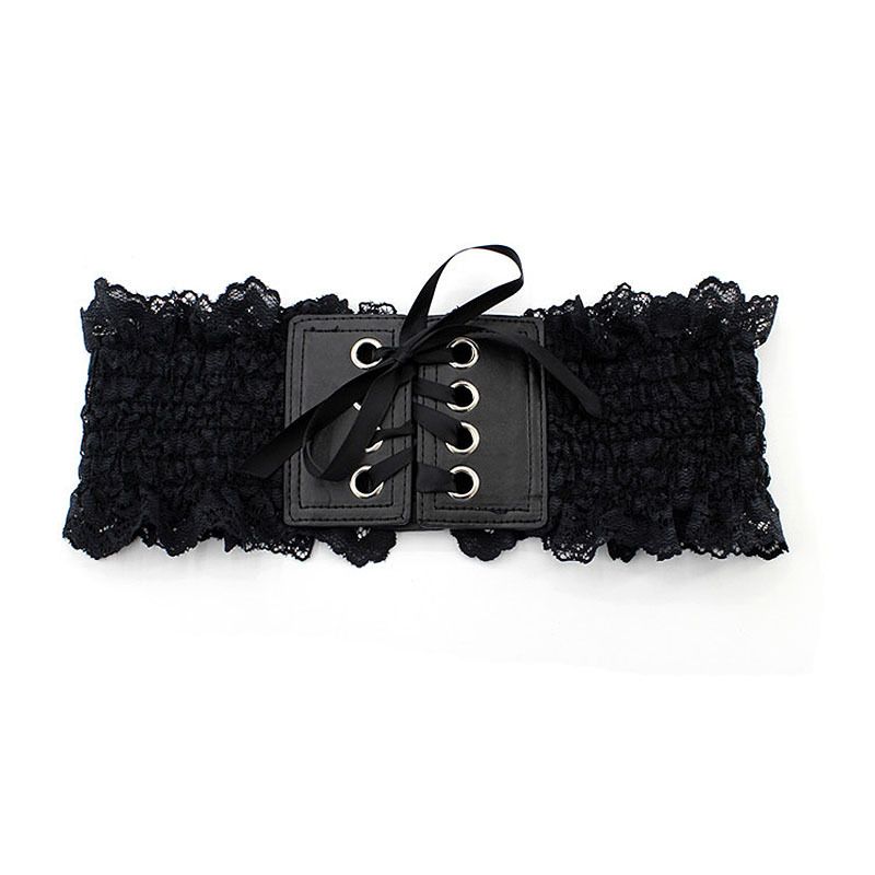 Spring Summer Lace Waist Elastic Versatile Dress Fresh Ins Style Stretch Belt_voghion.com