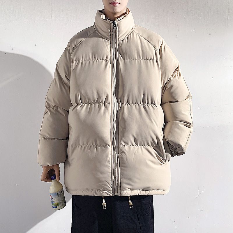 Winter Fleece-Lined Jacket For Men, Stand Collar, Plus Size, New Lamb Wool Thickened Warm Cotton Coat_voghion.com