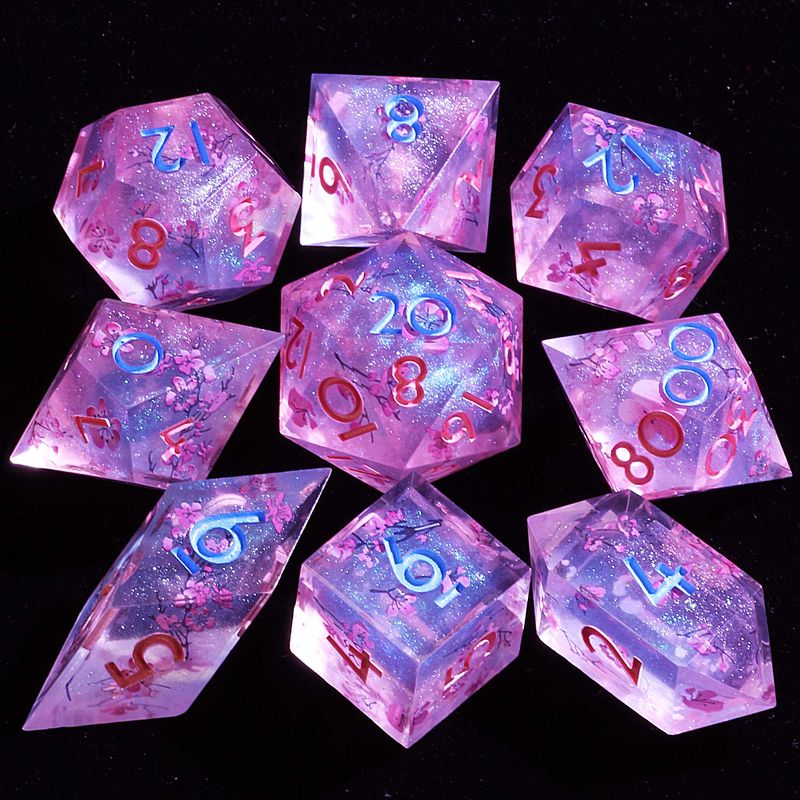 9 Polyhedral Resin D&D Sets Dice Sakura Pearl Mirage For Dungeons Dragons RPG_voghion.com