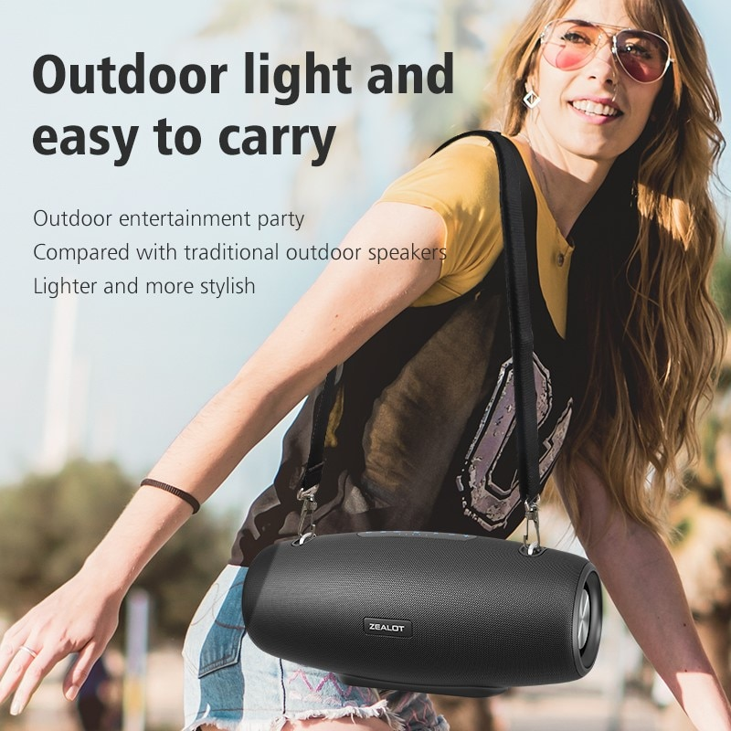 Zealot S67 Bluetooth-høyttaler Trådløs bærbar utendørs 60W lydboks Høyeffekt 360° Stereo vanntett subwoofer Sjokkerende tung bass_voghion.com