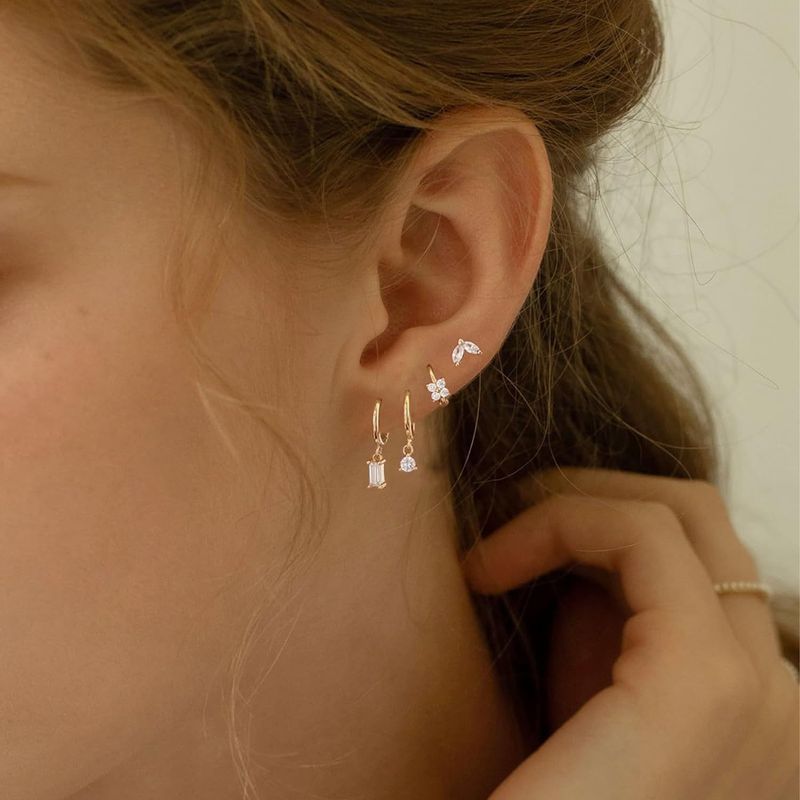 Set di gioielli da donna, orecchini alla moda in vero ottone placcato oro, eleganti e alla moda, set di orecchini coordinati di alta qualità per donna._voghion.com