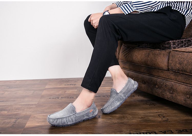 501-3 Winter Heren Bean Schoenen Katoenen Schoenen Rijschoenen Lage Top Mid-mouth Flip-on Warme Platte Casual Leren Schoenen met Fluweel_voghion.com