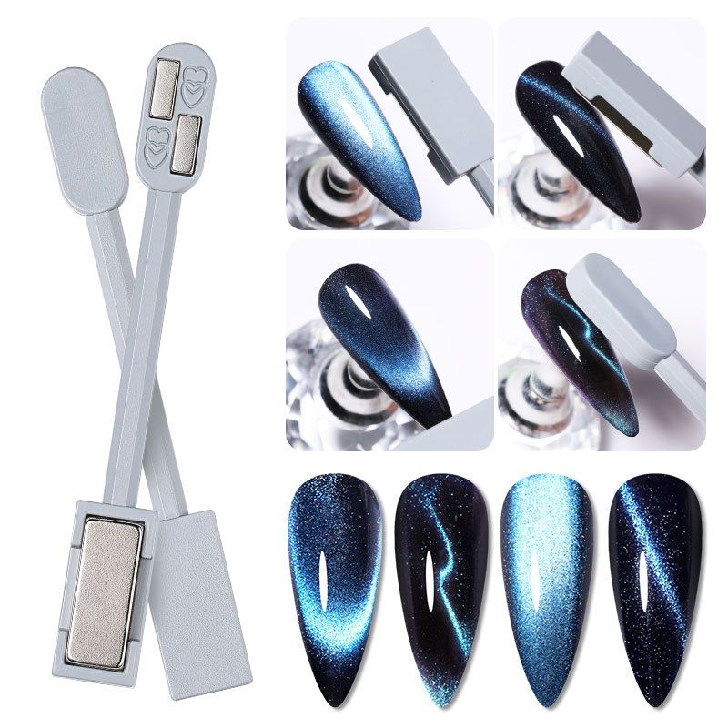 Aimant à ongles double tête épais pour gel œil de chat – Motif floral | Aimant multifonction œil de chat et éclair en cristal_voghion.com