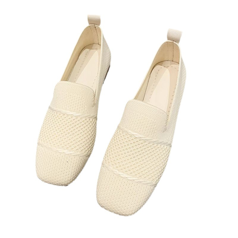 2025 Neue atmungsaktive Casual Flat Work Mesh Soft Soled Bean Damen Einzelschuhe_voghion.com