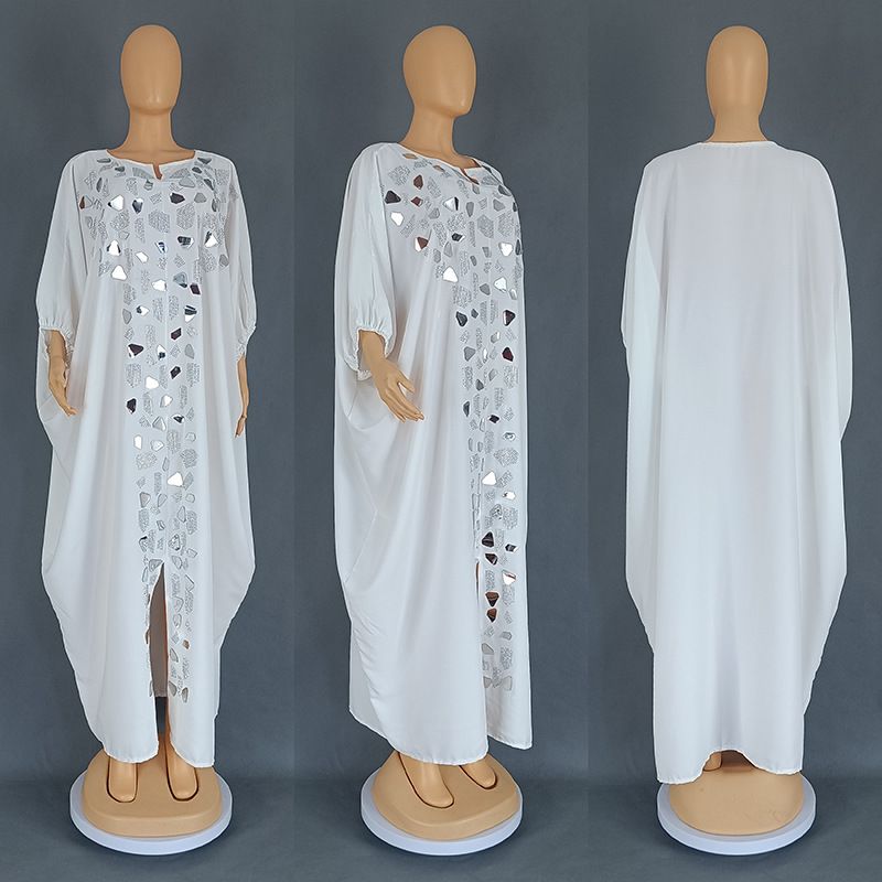 Vestido con parche irregular de diamantes de imitación para mujer_voghion.com