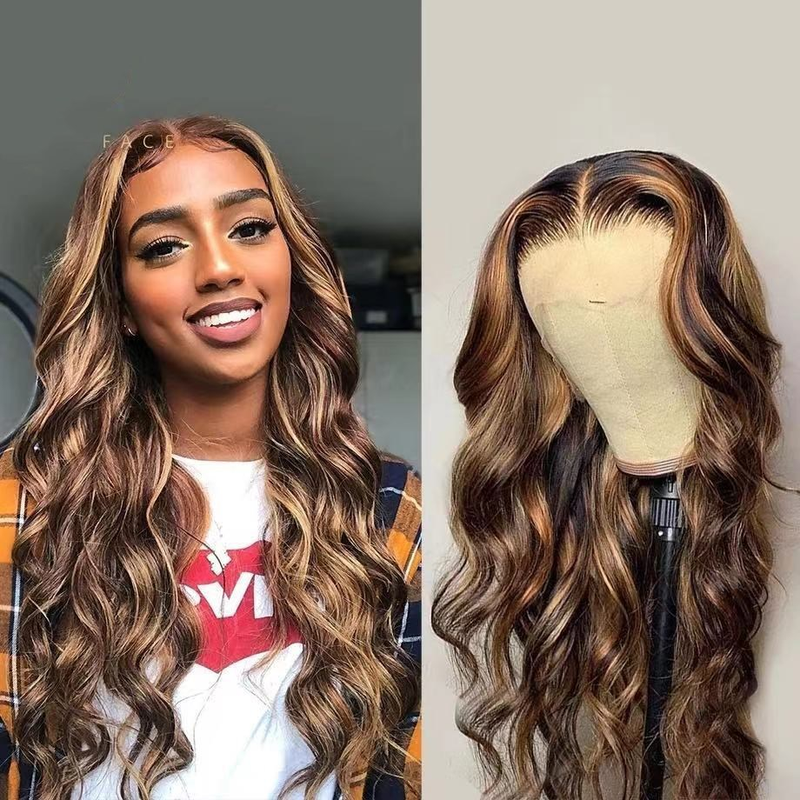 Perücke Langes lockiges Haar Langes glattes Haar Schwarzbraun Farbverlauf Versorgung Volle Kopfbedeckung Weiblich Realistisch und atmungsaktiv_voghion.com