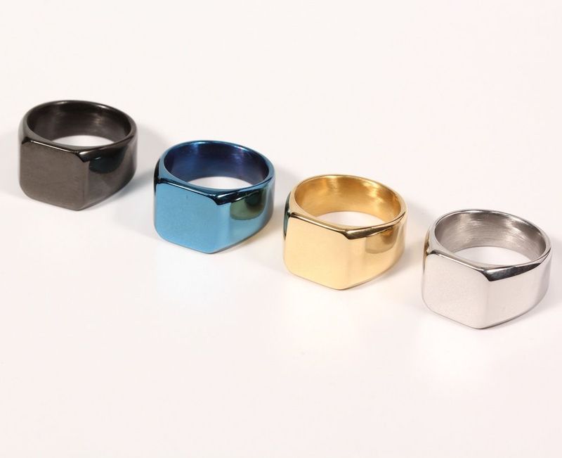 Punk per uomo, gioielli da uomo in stile business di alta gamma, anello in argento massiccio quadrato liscio, anello per indice alla moda_voghion.com